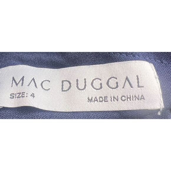 Mac Duggal Ruffle One-Shoulder Jersey Gown in Navy NWT Size 4 - Picture 9 of 10